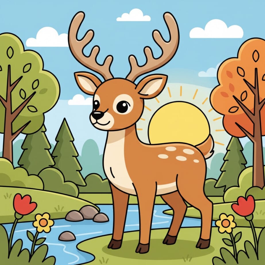 Deer With Antlers Coloring Page 2