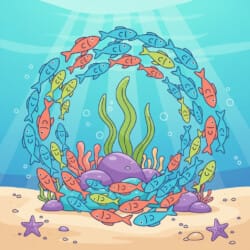 Fish School Swirl Coloring Page - Origin image