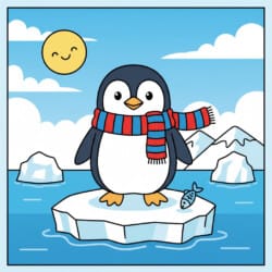 Penguin With Scarf Coloring Page - Origin image
