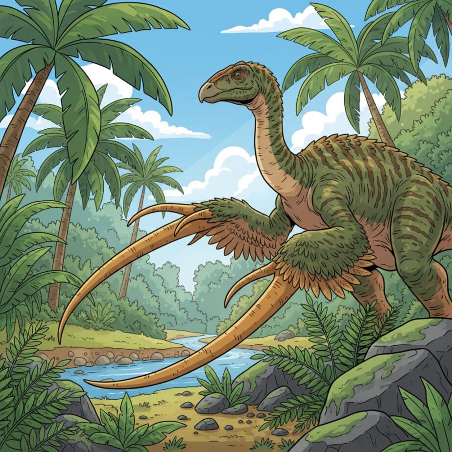 Therizinosaurus Uzun Pençeleri Boyama Sayfası 2