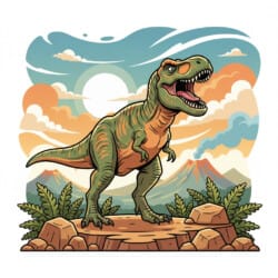 Kükreyen T-Rex Basit Sahne Boyama Sayfası - Orijinal görüntü