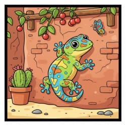 Gecko On Wall Coloring Page - Origin image