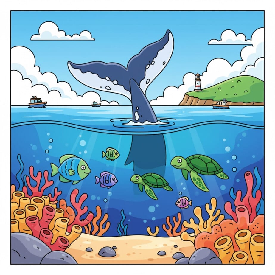 Humpback Whale Tail Coloring Page 2