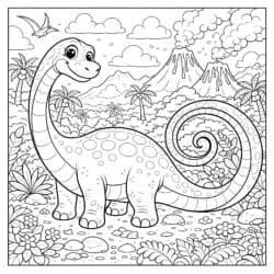 Diplodocus Long Tail Coloring Page - Printable Coloring page
