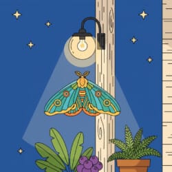 Moth Under Porch Light Coloring Page - Origin image