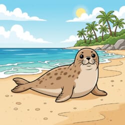 Seal On Beach Coloring Page - Origin image