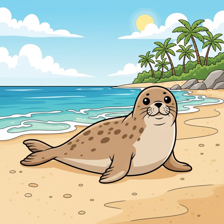 Seal On Beach Coloring Page 2