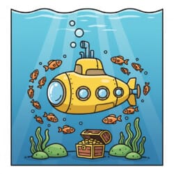 Submarine Underwater Coloring Page - Origin image
