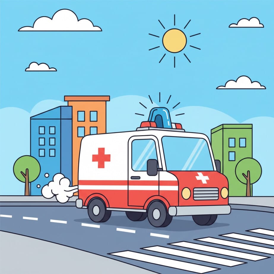 Ambulance With Siren Coloring Page 2