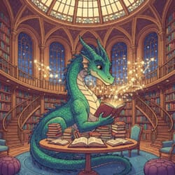 Dragon In Library Coloring Page - Origin image