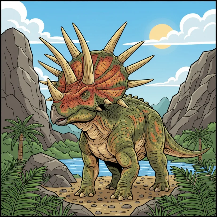 Розмальовка Styracosaurus зі шипастим шийним коміром 2