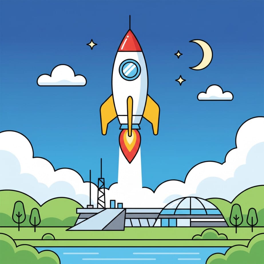 Rocket Ship Coloring Page 2