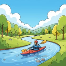 Kayak On River Coloring Page - Origin image