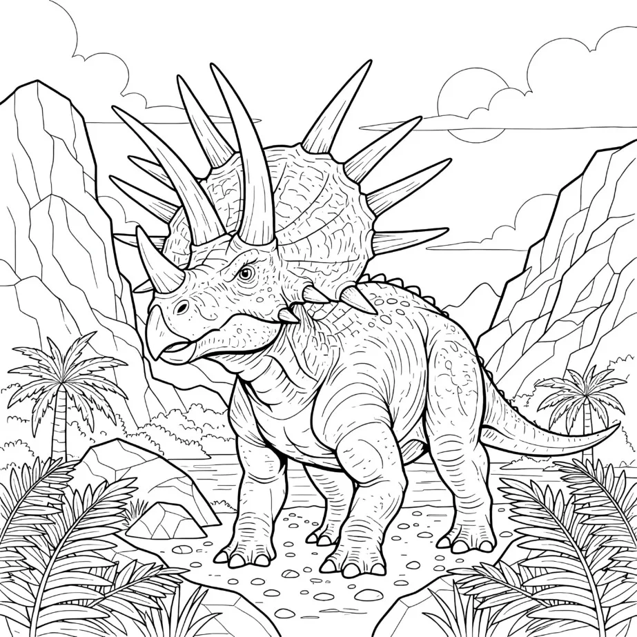 Розмальовка Styracosaurus зі шипастим шийним коміром