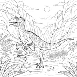 Utahraptor In Canyon Coloring Page - Printable Coloring page