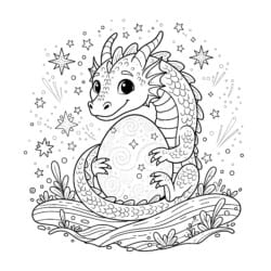 Friendly Dragon And Egg Coloring Page - Printable Coloring page