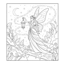 Fairy With Lantern Coloring Page - Printable Coloring page