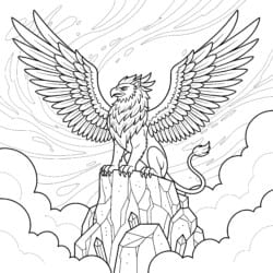 Griffin On Cliff Coloring Page - Printable Coloring page