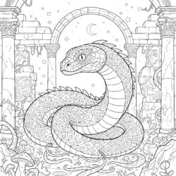 Basilisk In Ruins Coloring Page - Printable Coloring page