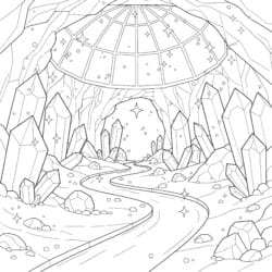 Crystal Cave Coloring Page - Printable Coloring page