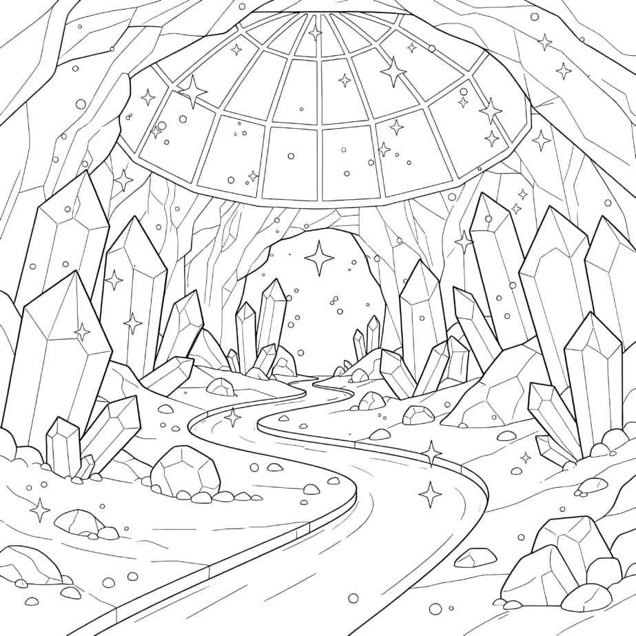 Crystal Cave Coloring Page