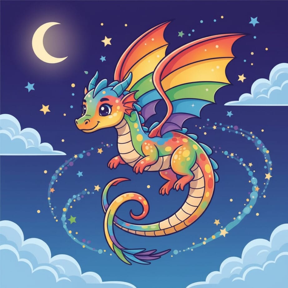 Rainbow Dragon Coloring Page 2