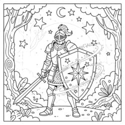 Knight And Shield Coloring Page - Printable Coloring page