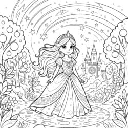 Princess With Tiara Coloring Page - Printable Coloring page