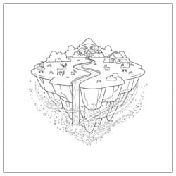Floating Island Coloring Page - Printable Coloring page