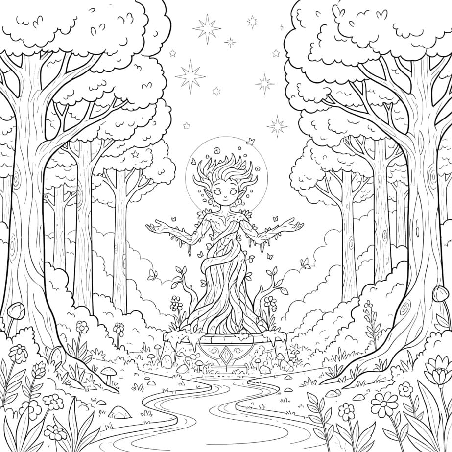 Forest Spirit Coloring Page