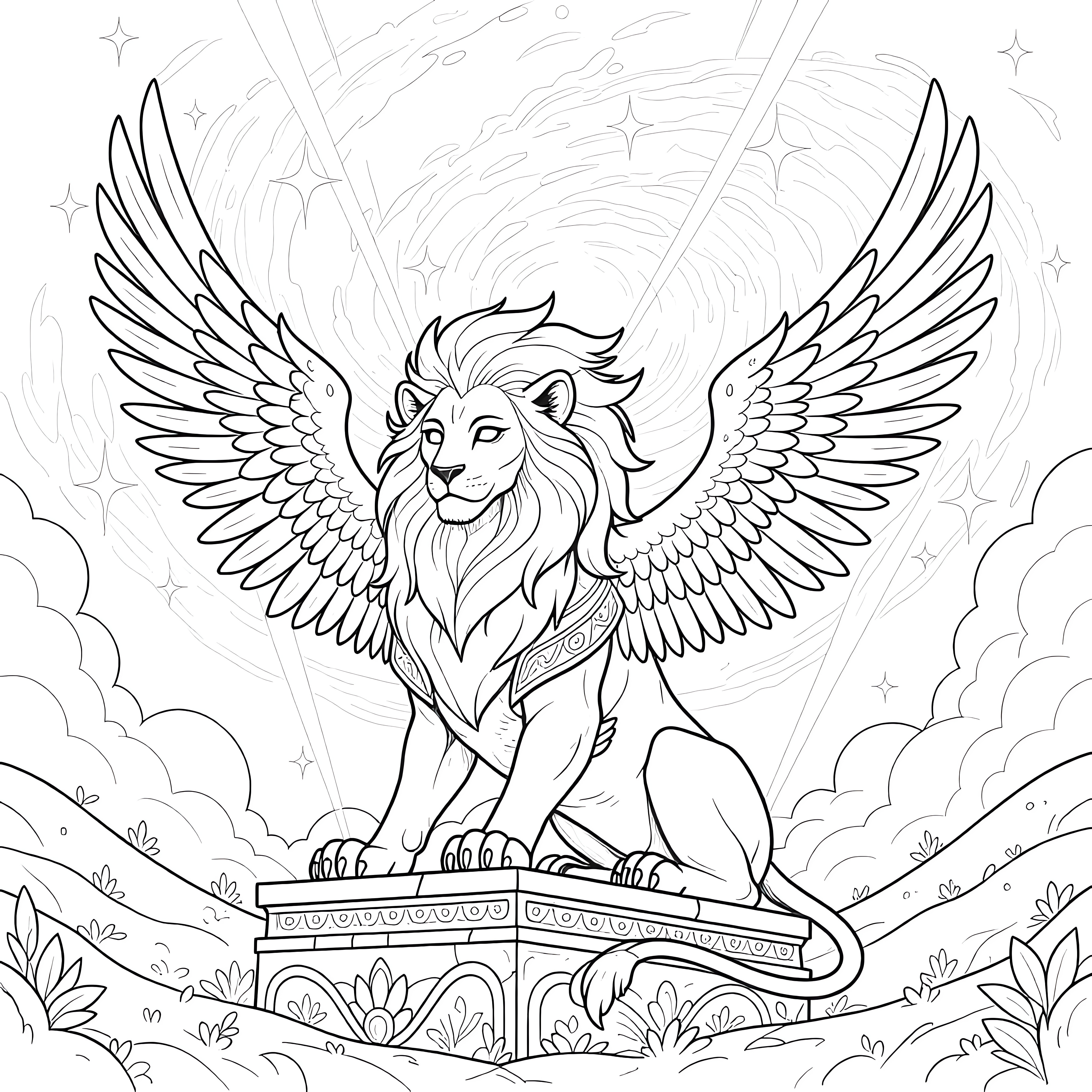 Mythical Sphinx Coloring Page | Coloring Pages Mimi Panda
