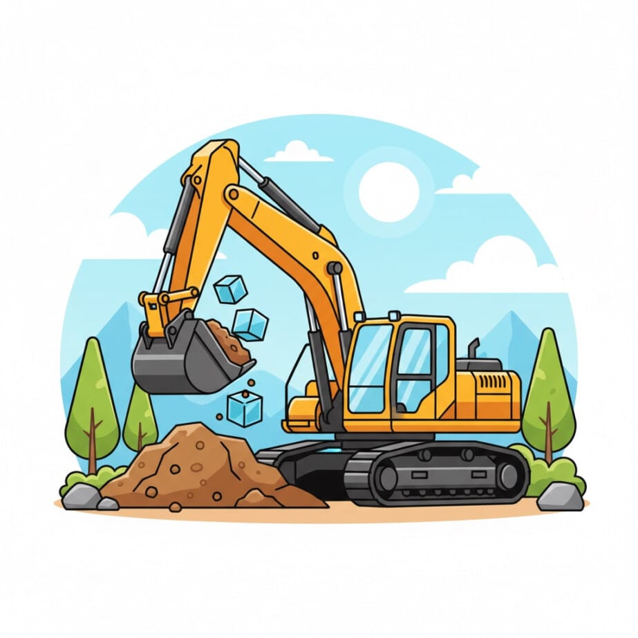 Excavator Digging Coloring Page 2