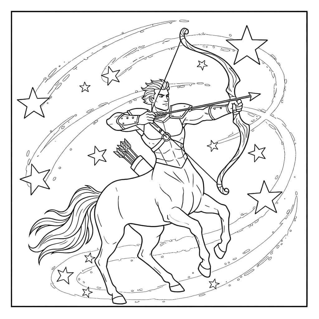 Centaur Archer Coloring Page | Coloring Pages Mimi Panda