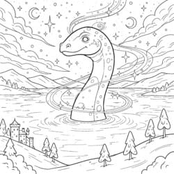 Loch Ness Monster Coloring Page - Printable Coloring page