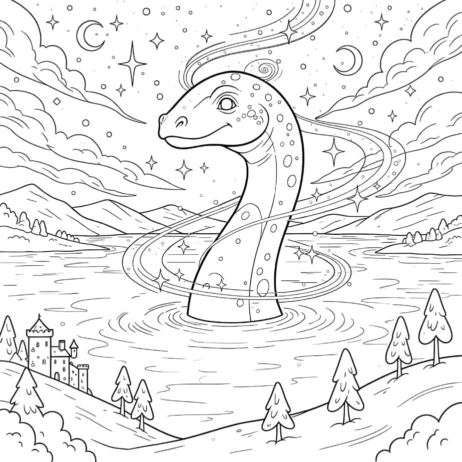 Loch Ness Monster Coloring Page