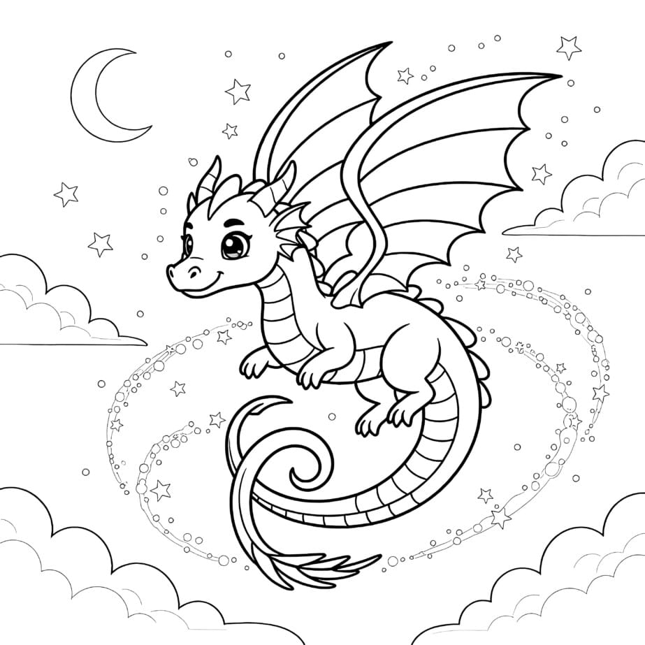 Rainbow Dragon Coloring Page