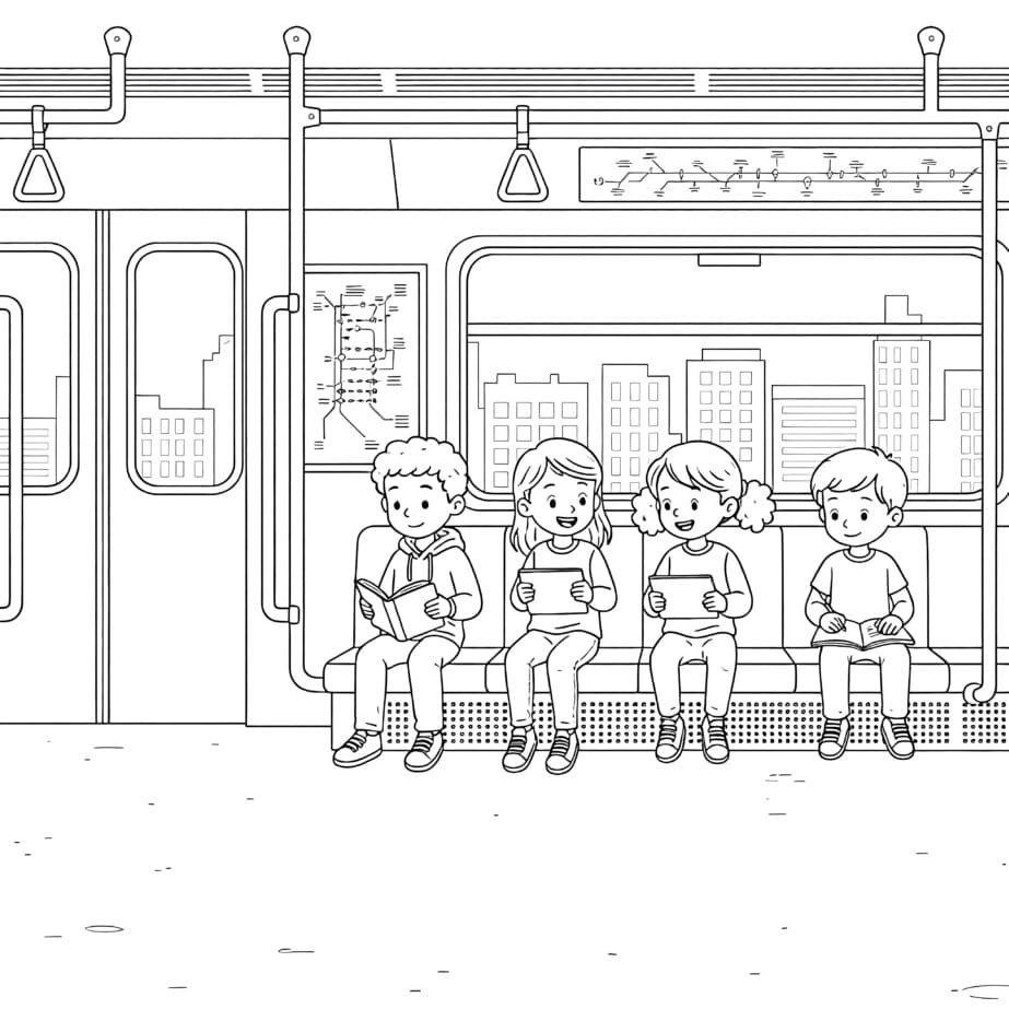 Subway Train Coloring Page