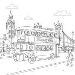 Double Decker Bus Coloring Page - Printable Coloring page