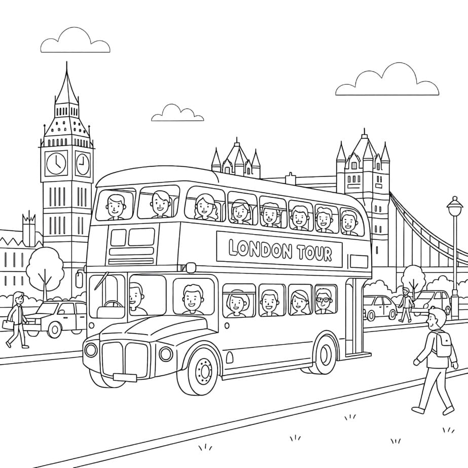 Double Decker Bus Coloring Page