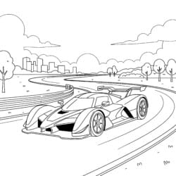 Race Car On Track Coloring Page - Printable Coloring page