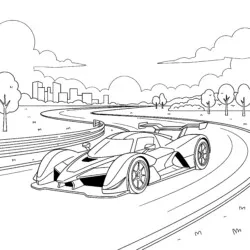Race Car On Track Coloring Page - Printable Coloring page