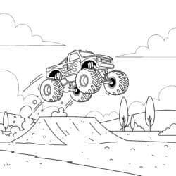 Monster Truck Jump Coloring Page - Printable Coloring page