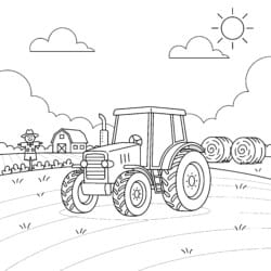 Tractor On Farm Coloring Page - Printable Coloring page