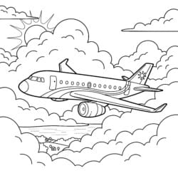 Airplane In Clouds Coloring Page - Printable Coloring page
