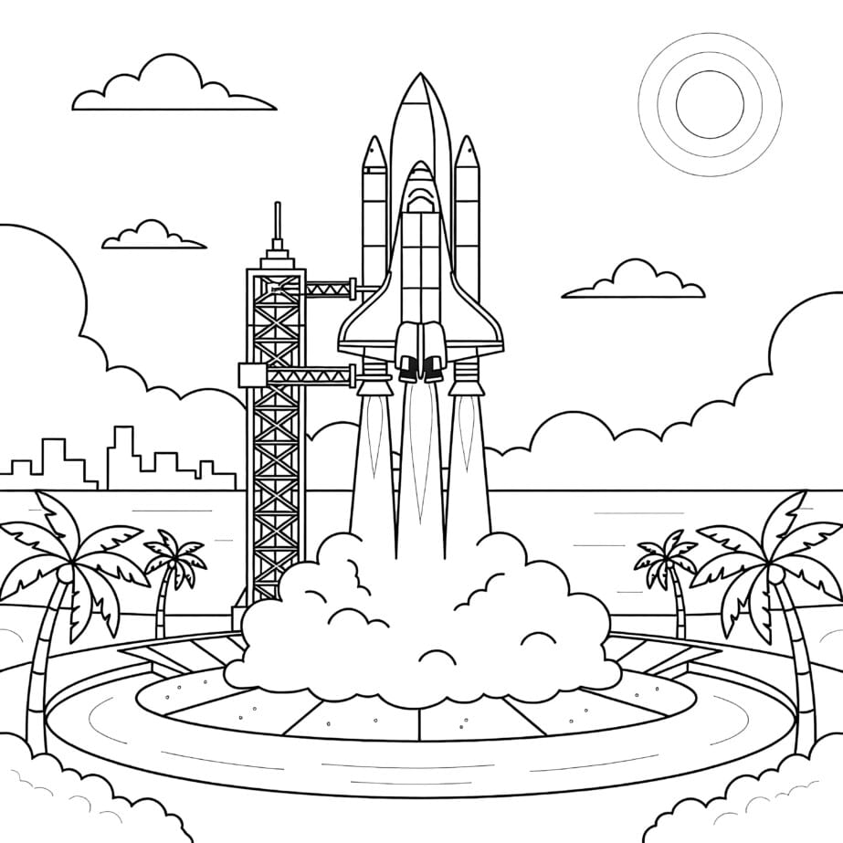 Space Shuttle Launch Coloring Page