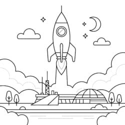 Rocket Ship Coloring Page - Printable Coloring page
