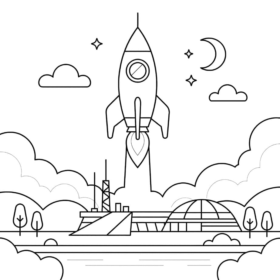 Rocket Ship Coloring Page