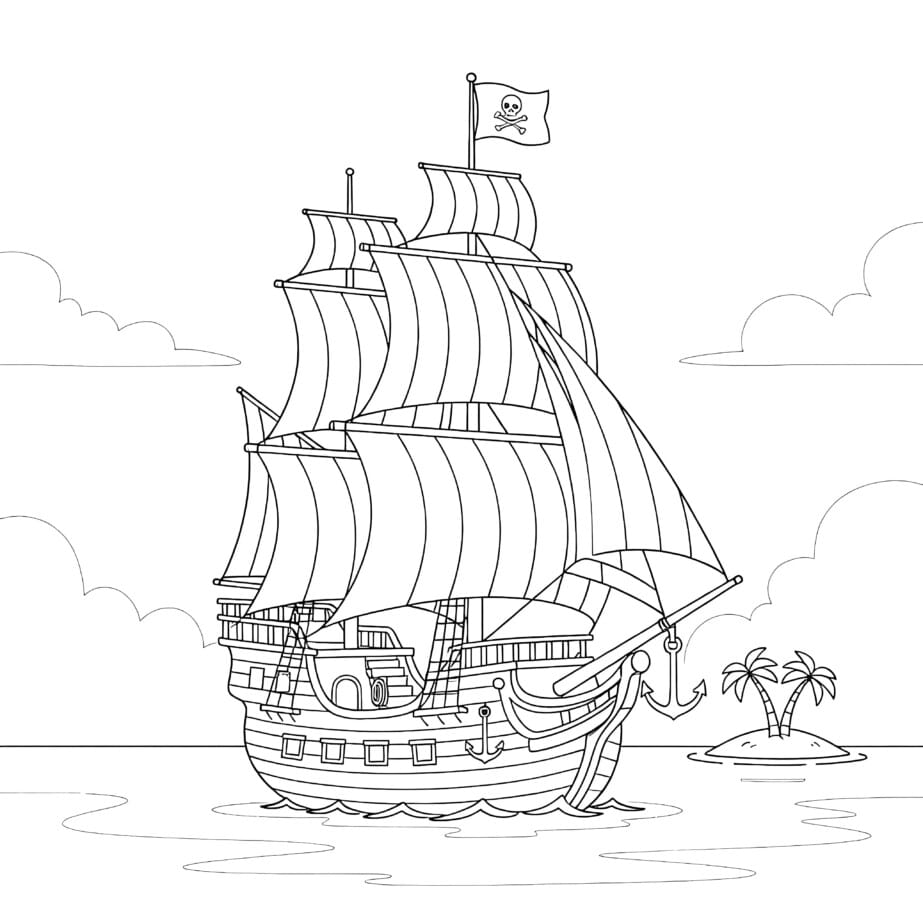 Pirate Ship Coloring Page
