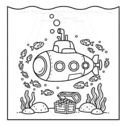 Submarine Underwater Coloring Page - Printable Coloring page