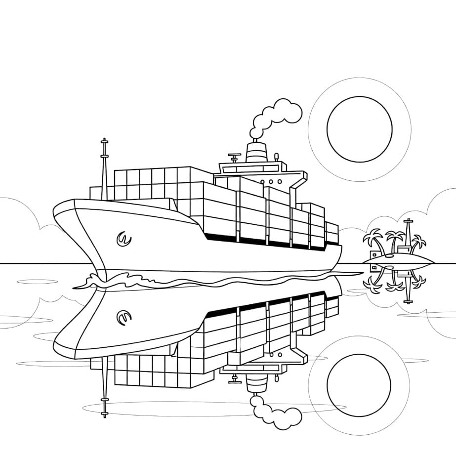 Cargo Ship Coloring Page
